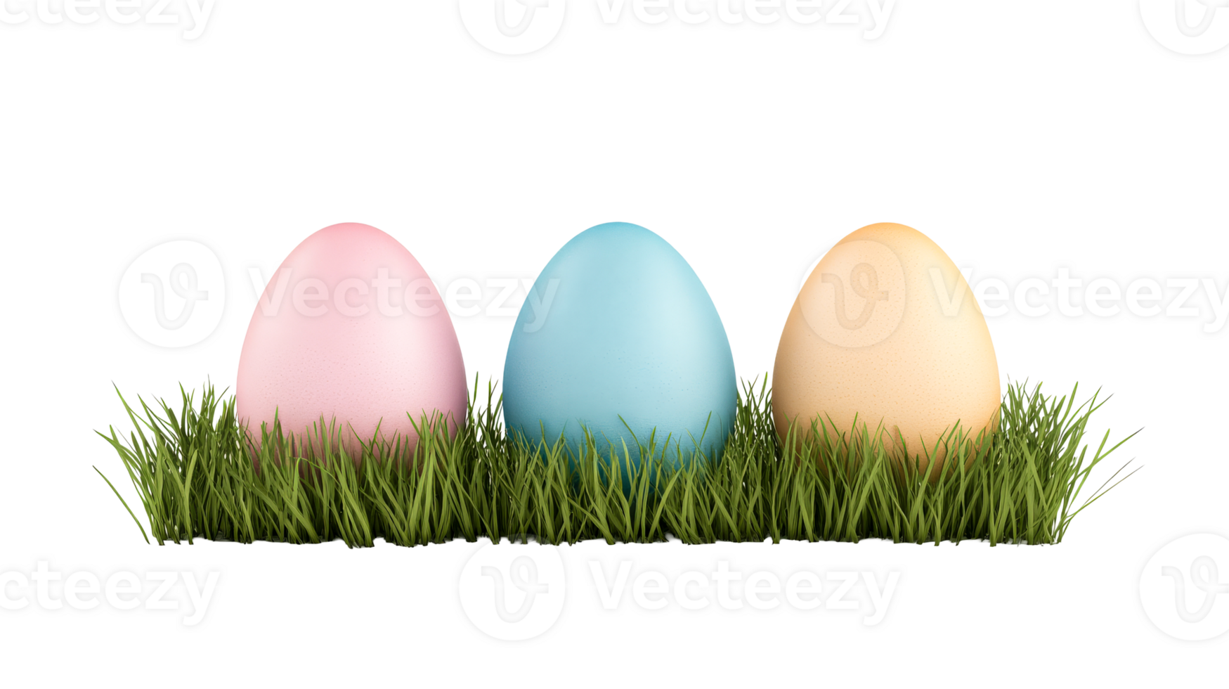Easter eggs in the grass pastel colors, cut out transparent png