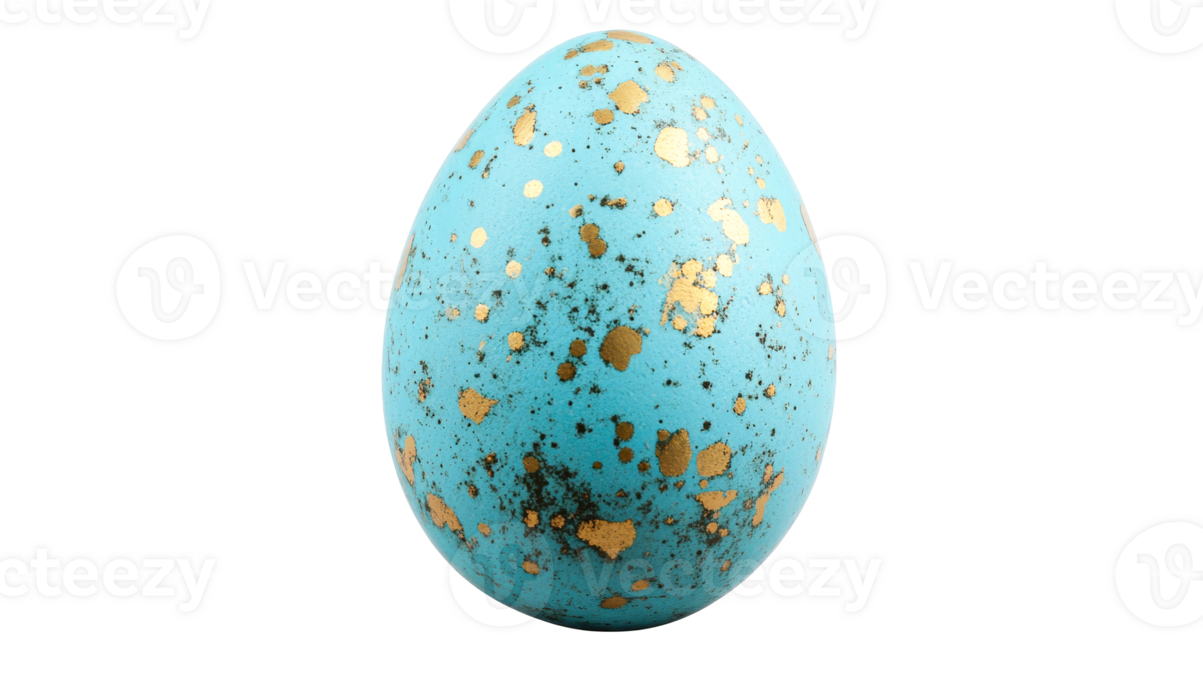 Turquoise egg with gold spots for easter, cut out transparent png
