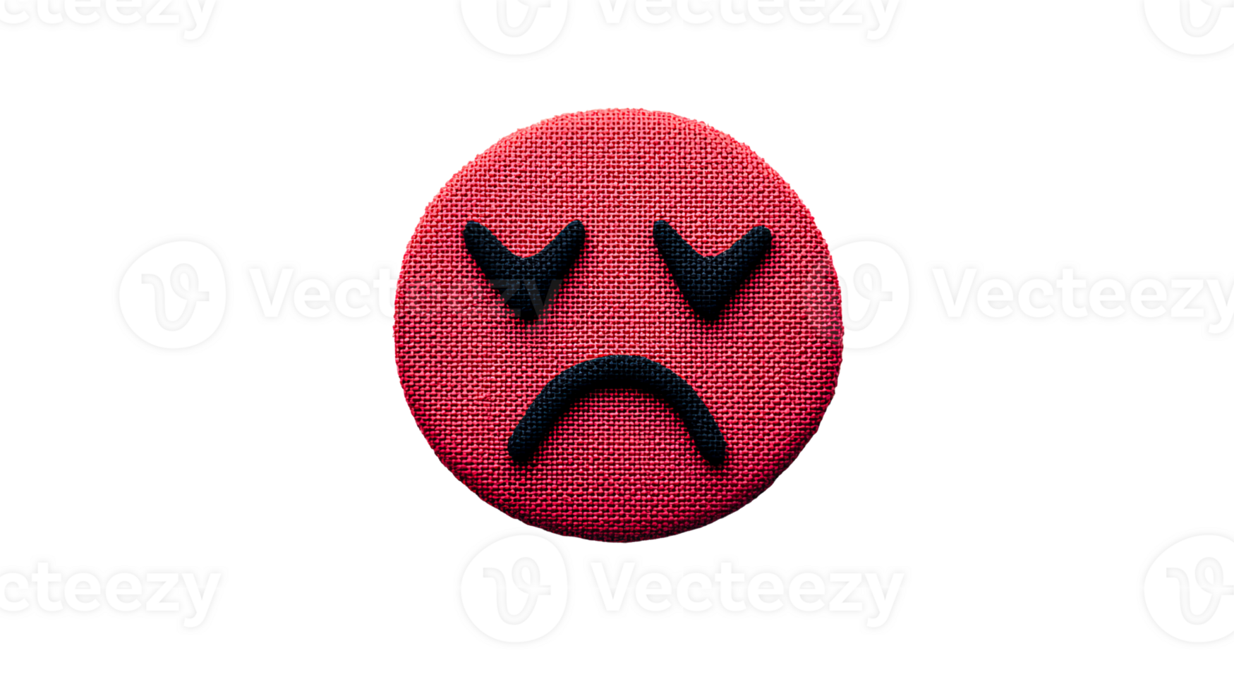 Angry emoji with a red texture and frown expression, cut out transparent png