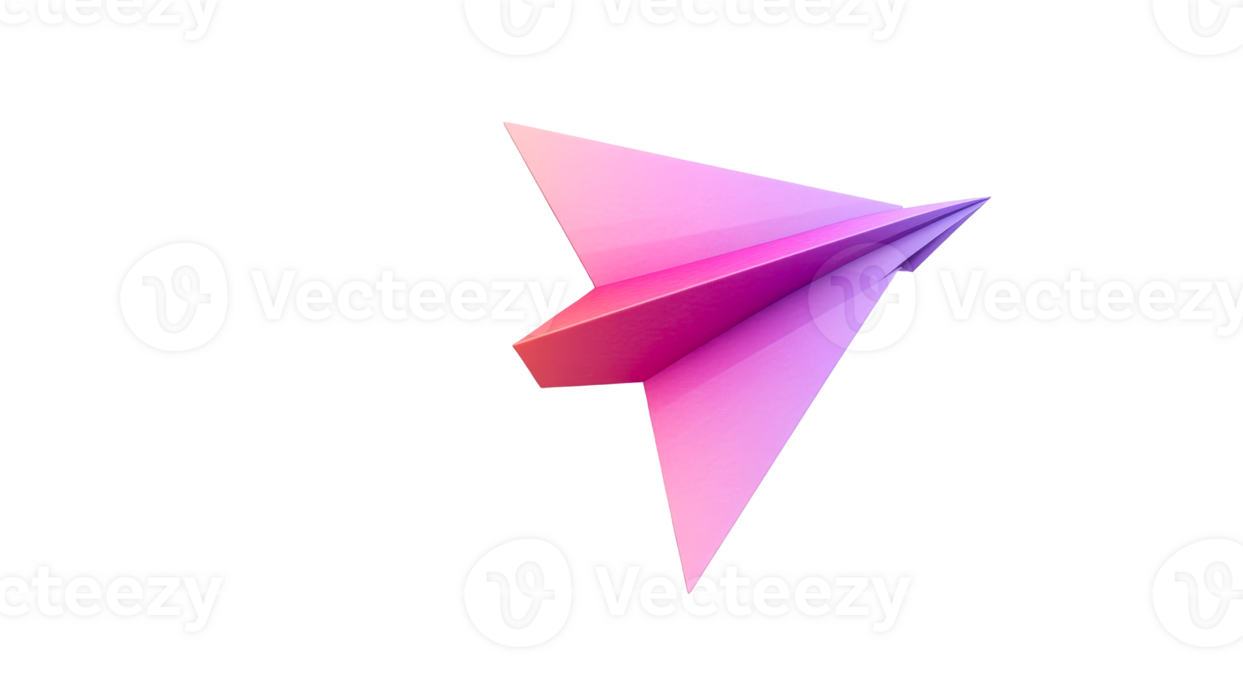 Pink 3D rendered paper airplane abstract design, cut out transparent png