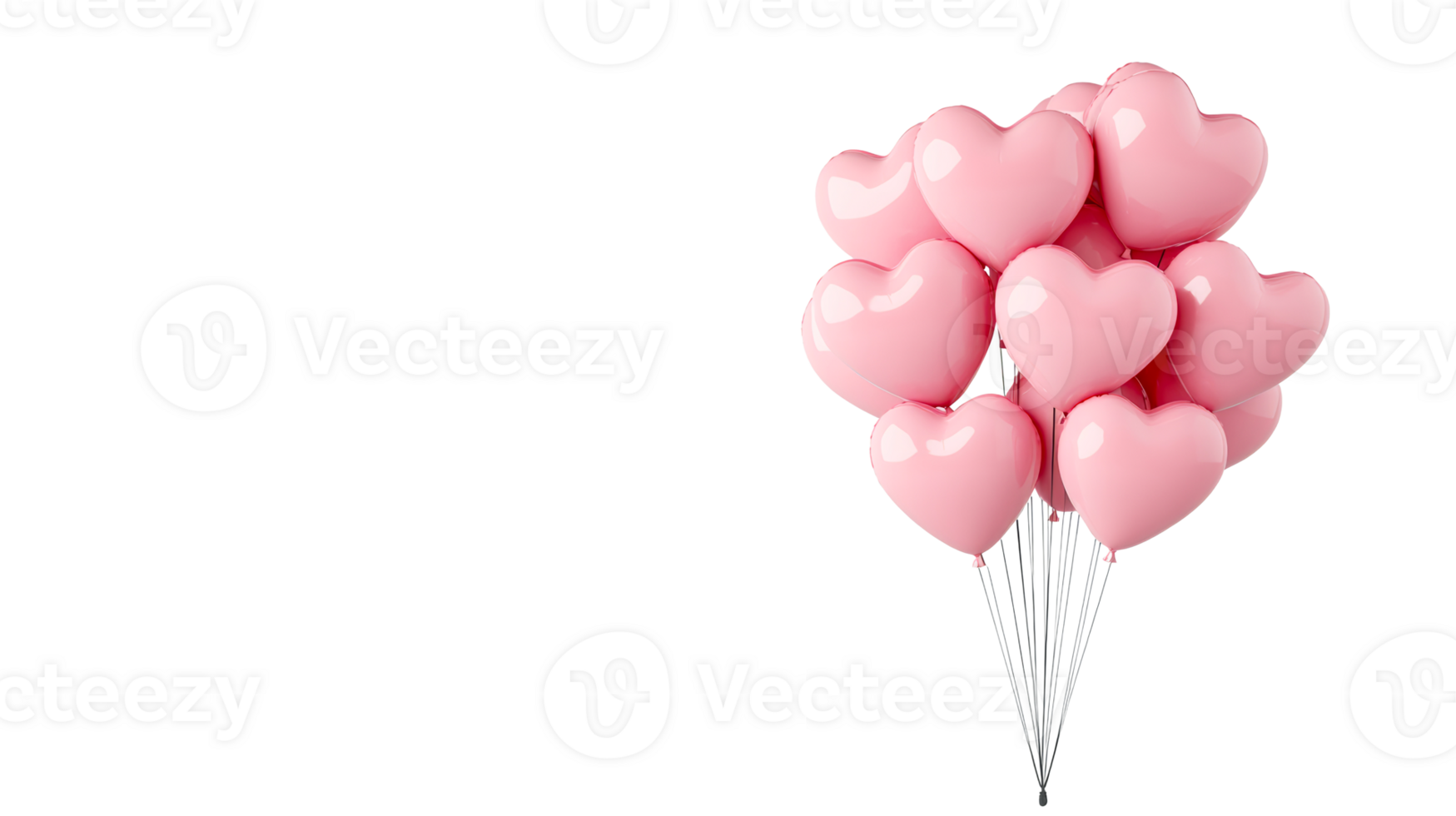 Pink Heart Balloons on Black, Romantic, Valentine's Day, cut out transparent png