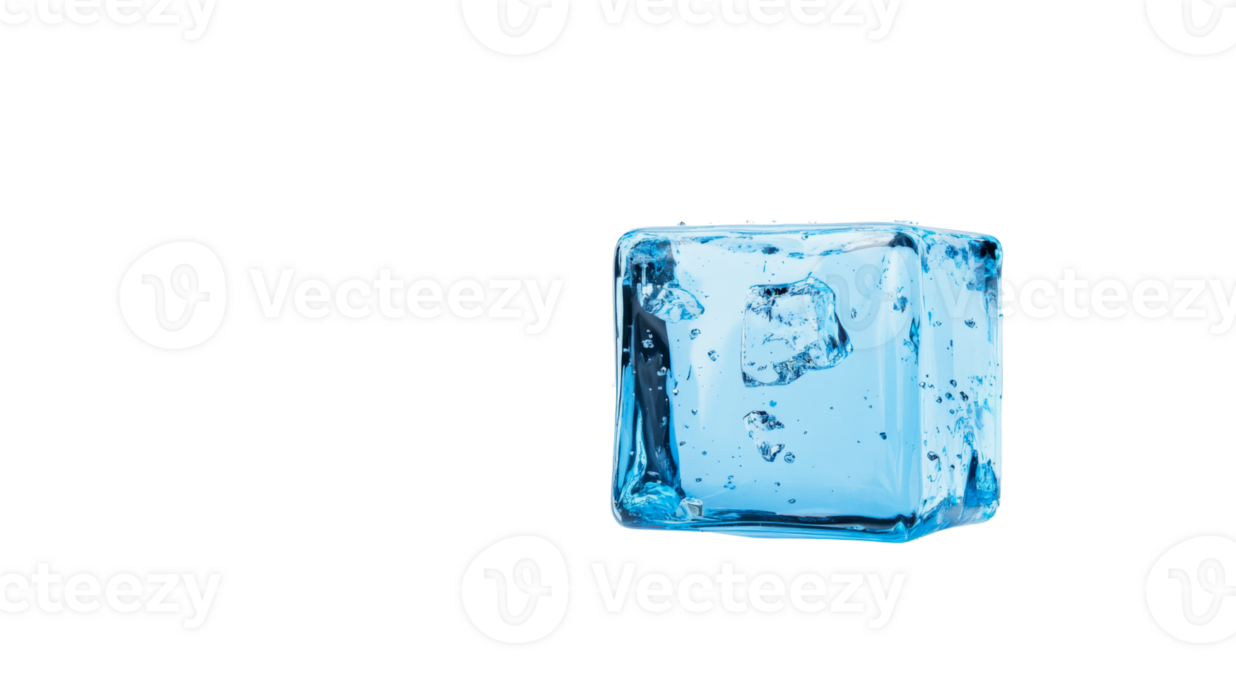 Clear liquid square filled with small ice cube pieces, cut out transparent png