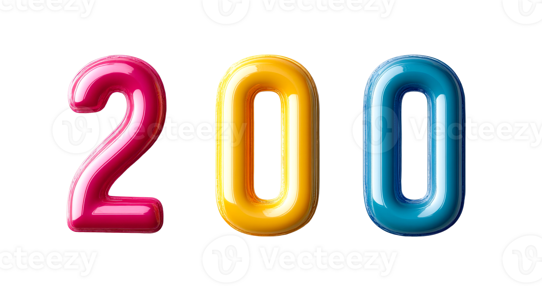 Colorful Number 200 Design on black background, cut out transparent png