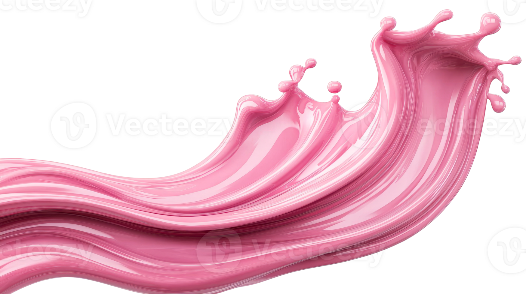 Pink liquid splash with intricate details and glossy surface, cut out transparent png