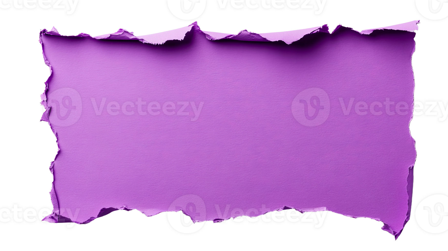 Purple torn paper with jagged edges and a rough texture background, cut out transparent png