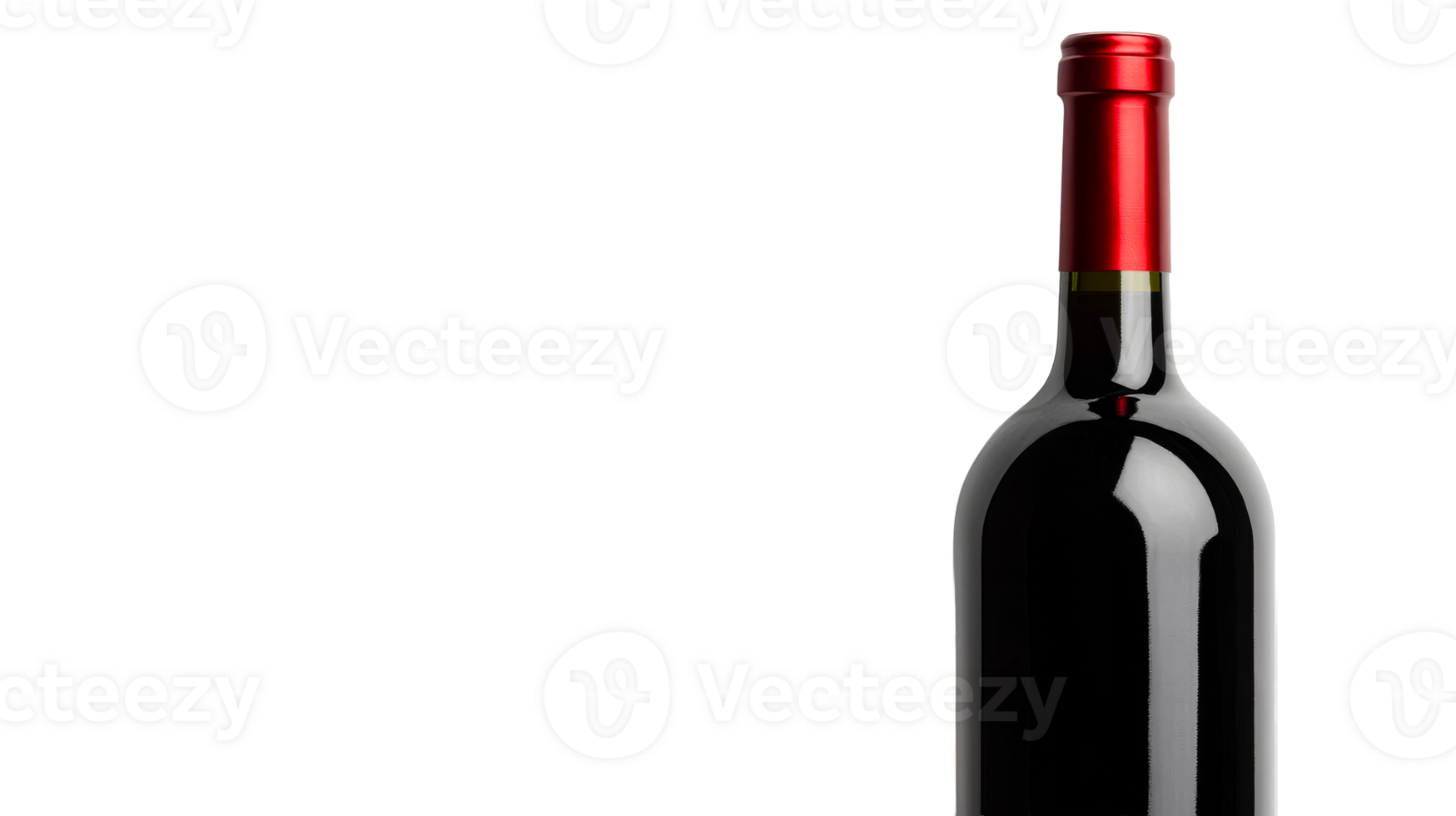 Elegant red wine bottle isolated on black background, cut out transparent png