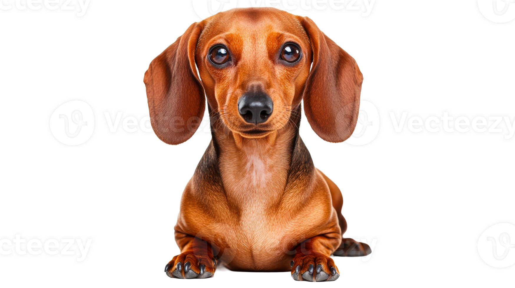 Adorable dachshund with expressive eyes looking at camera, cut out transparent png