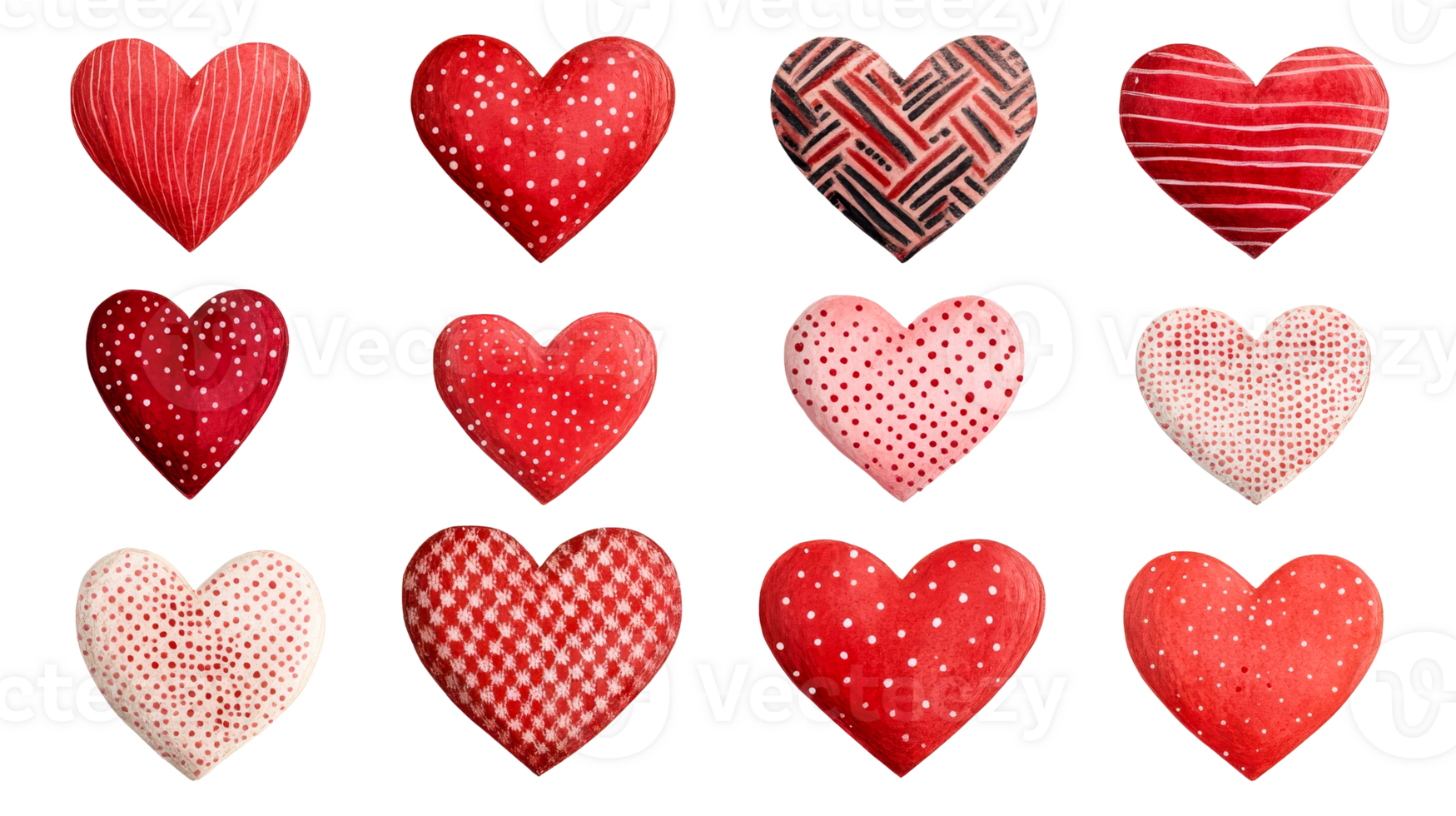Decorative heart set for Valentine's Day, love theme, cut out transparent png