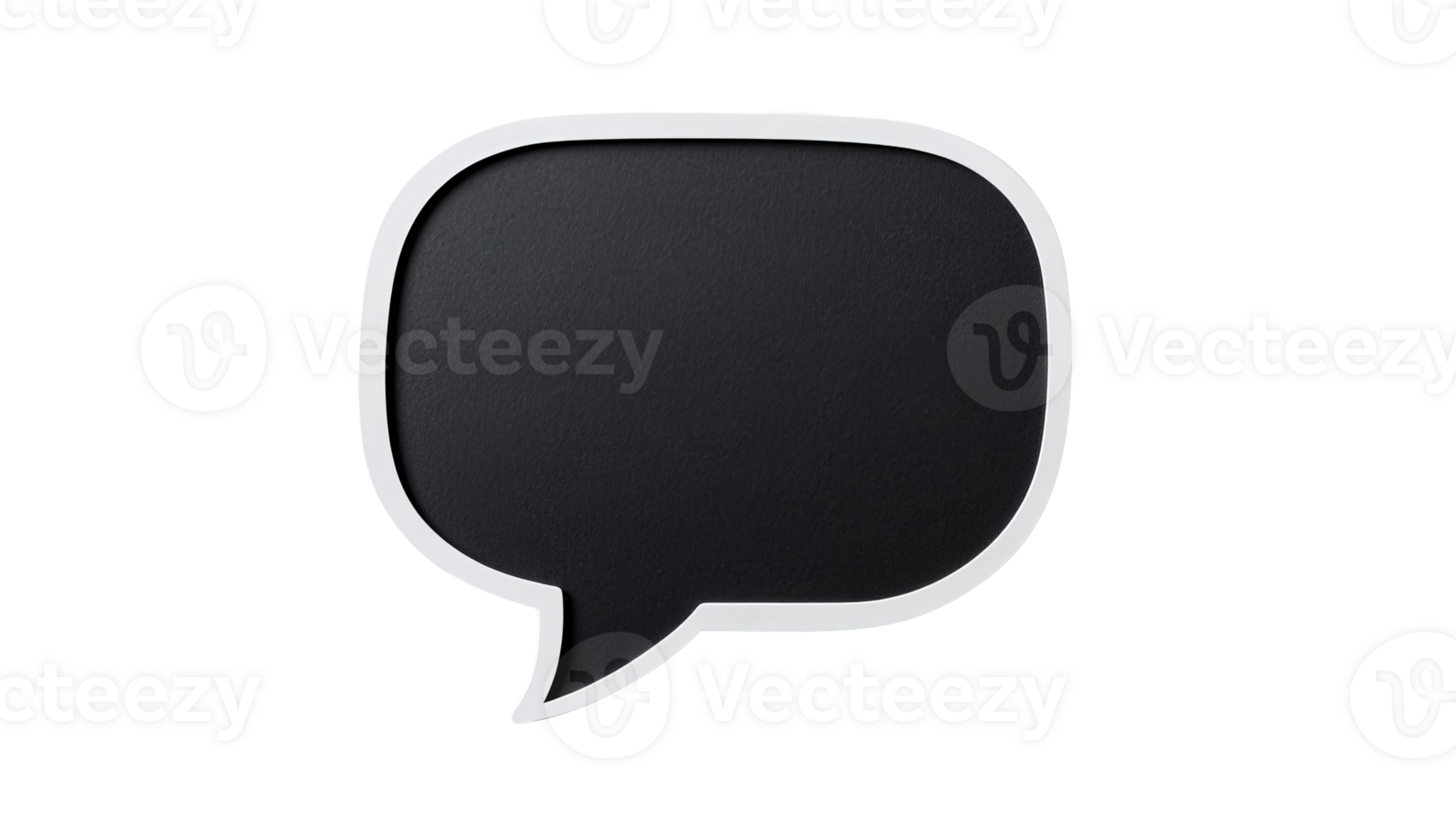 Speech bubble on black, thought icon, communication message, cut out transparent png