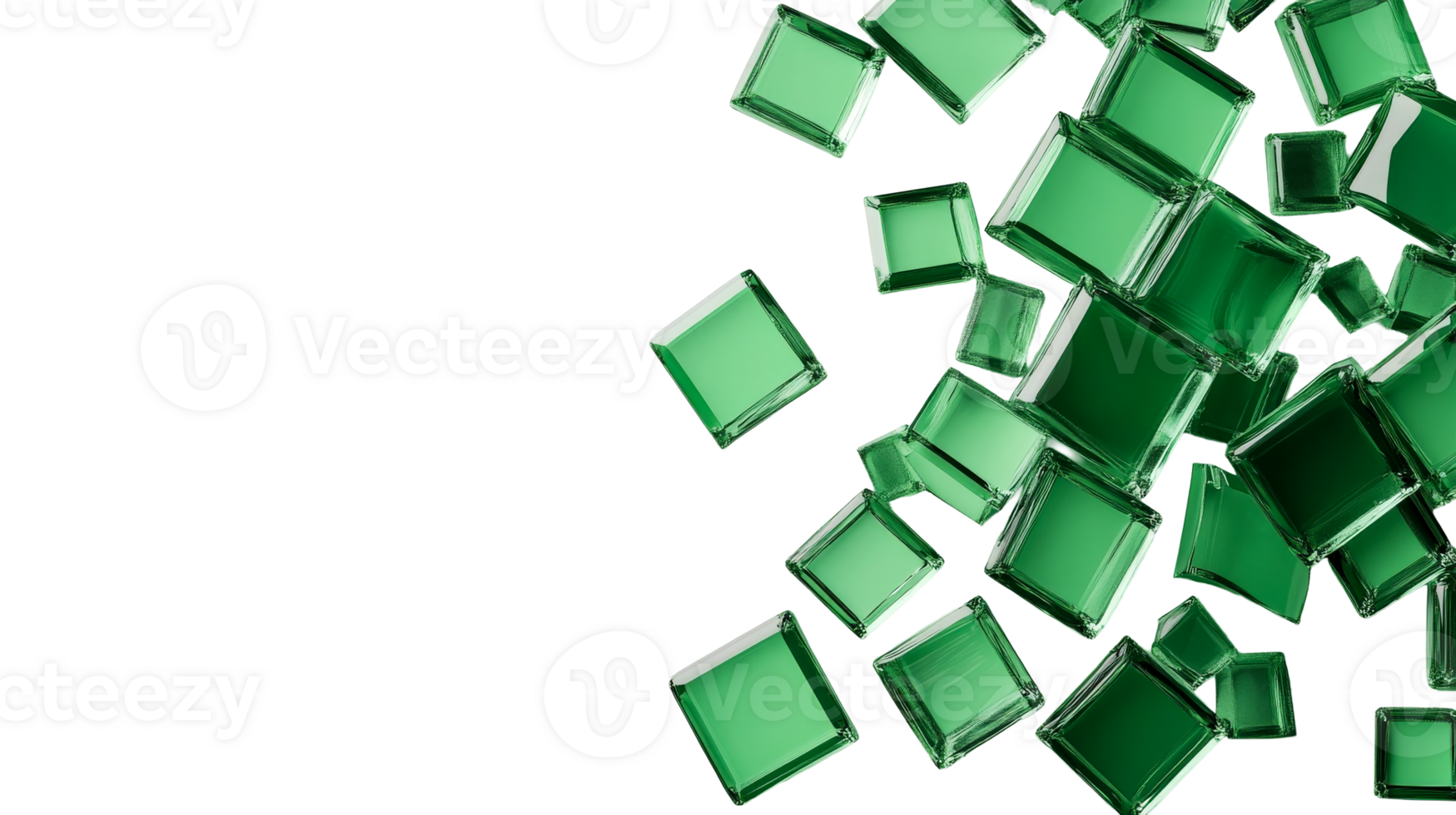 Emerald glass cubes, clarity, and elegance in a transparent design, cut out transparent png