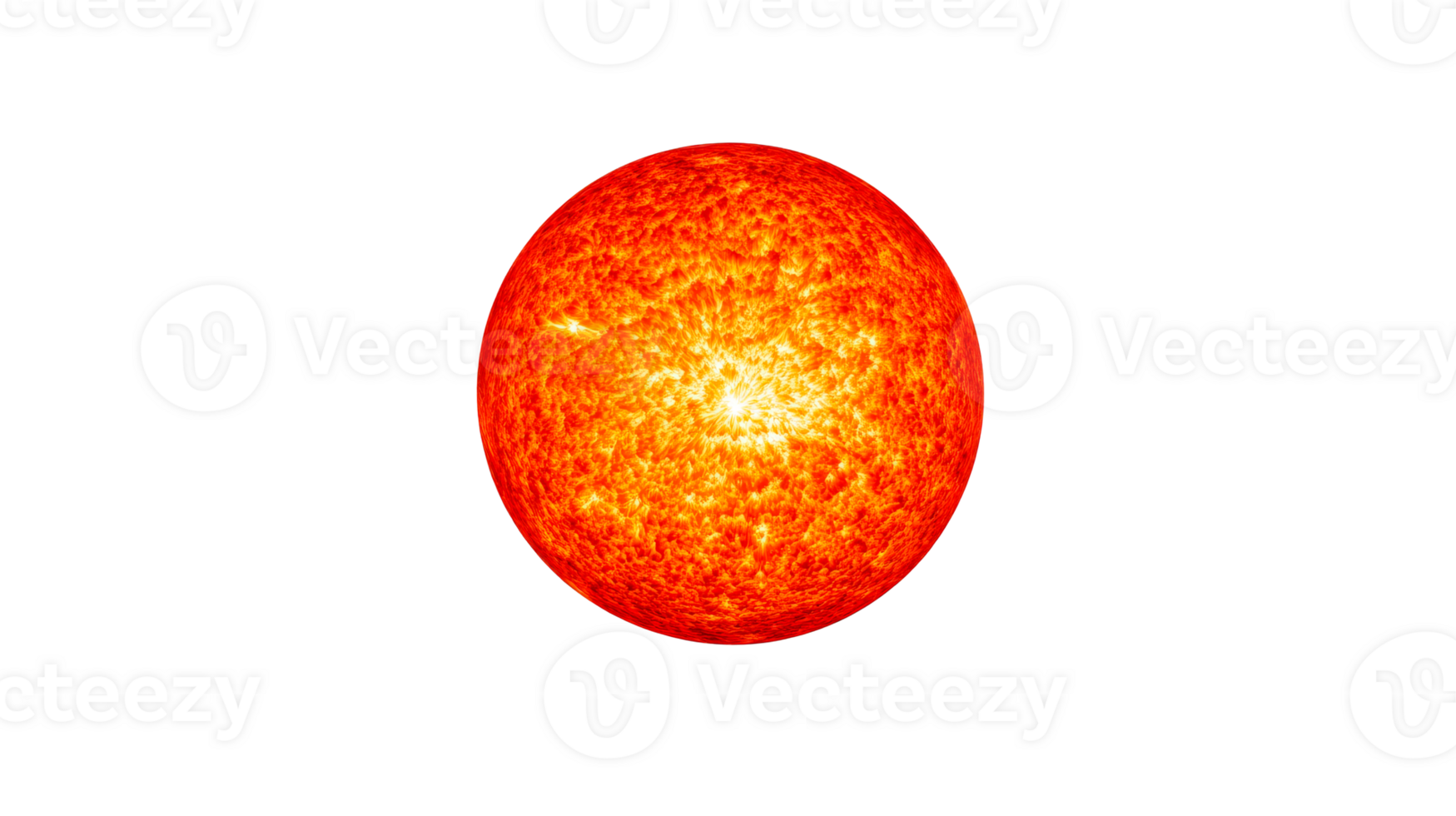 Fiery Red Sun Glowing in Outer Space, cut out transparent png