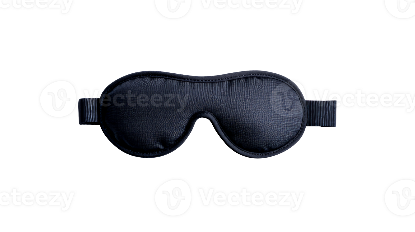 Dark blue sleeping eye mask for rest on black background, cut out transparent png