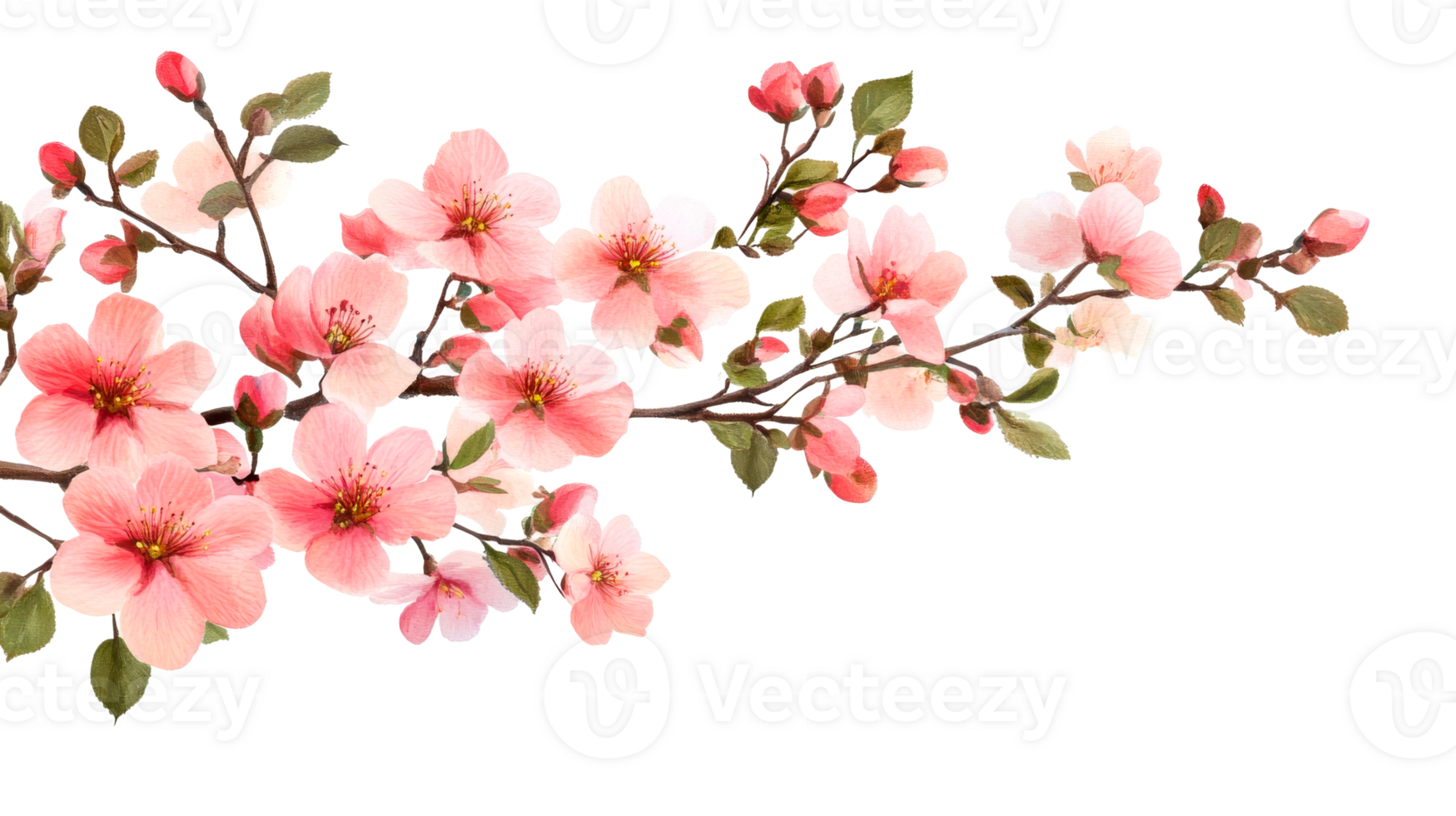 Delicate pink blossoms on a flowering branch, spring art, cut out transparent png