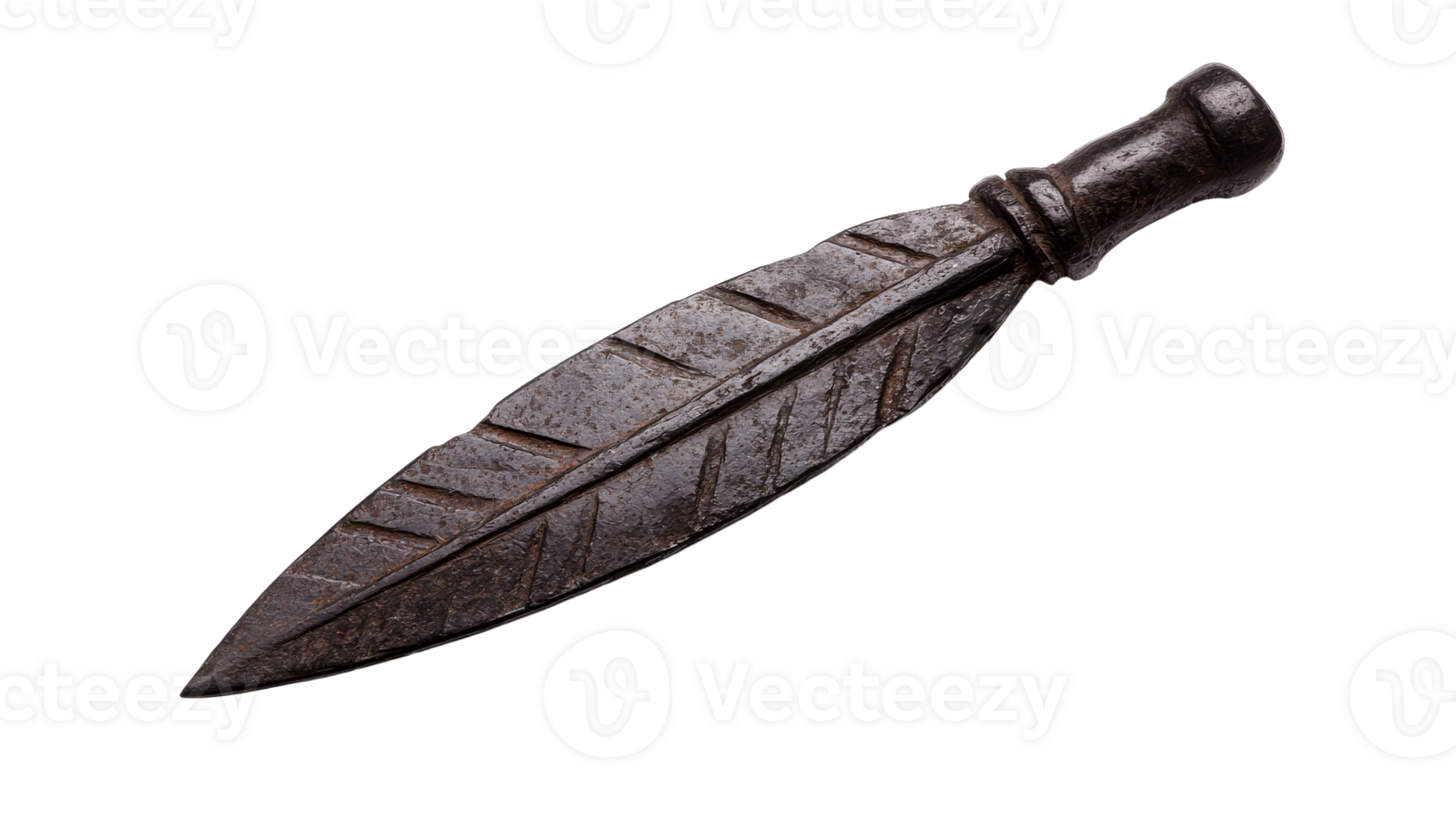 Rustic iron spearhead, historical weapon, ancient artifact, cut out transparent png