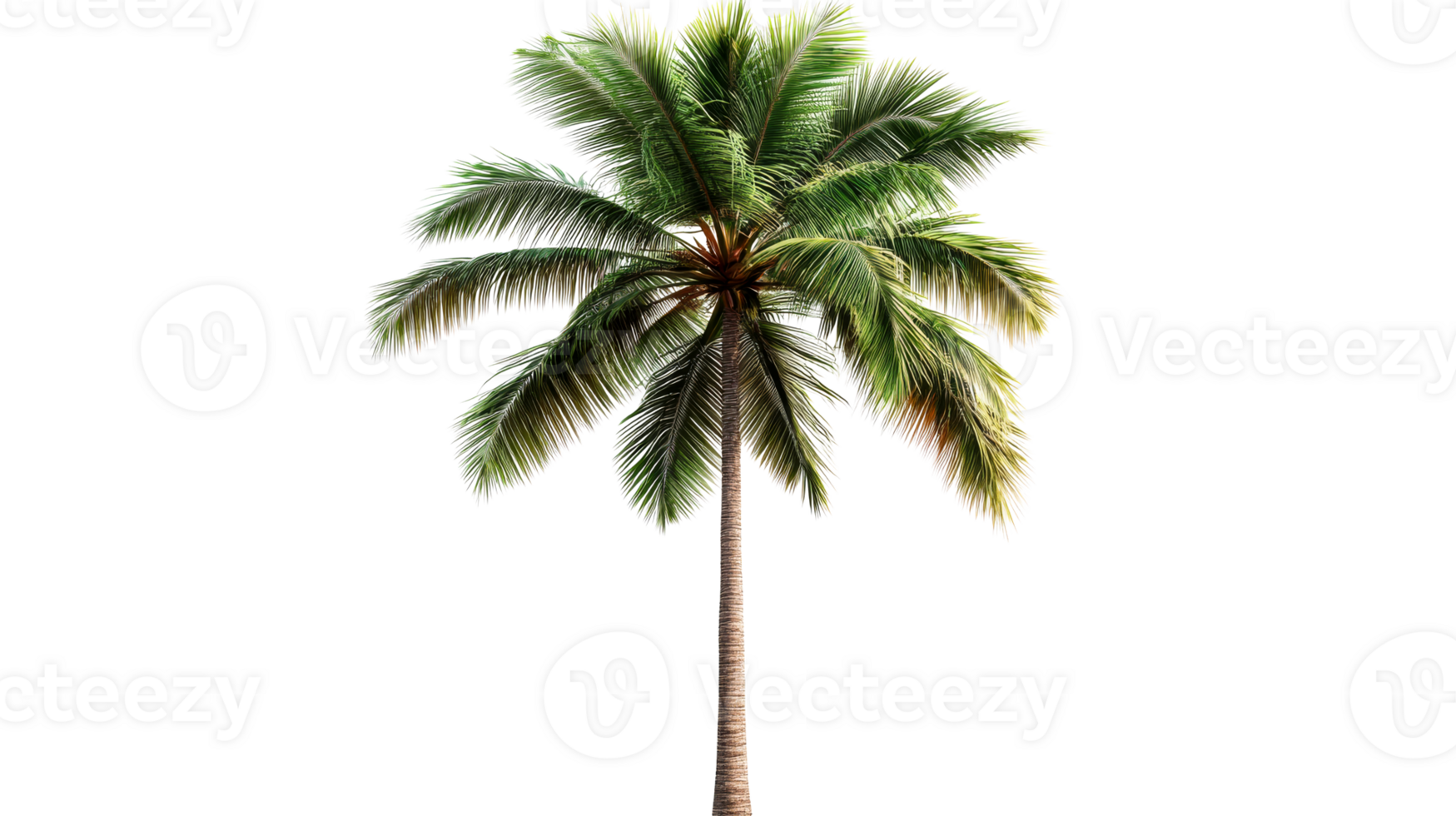 Detailed palm tree illustration on black backdrop, cut out transparent png