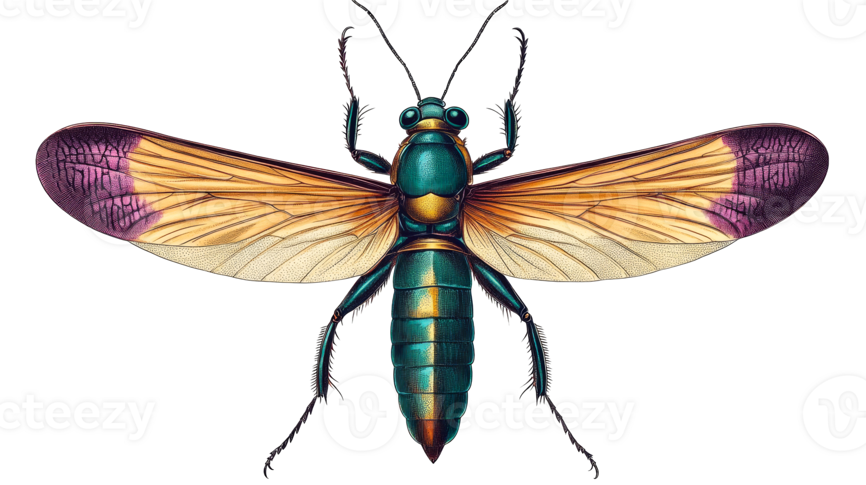 Insect illustration of a giant midge, scientific drawing, cut out transparent png