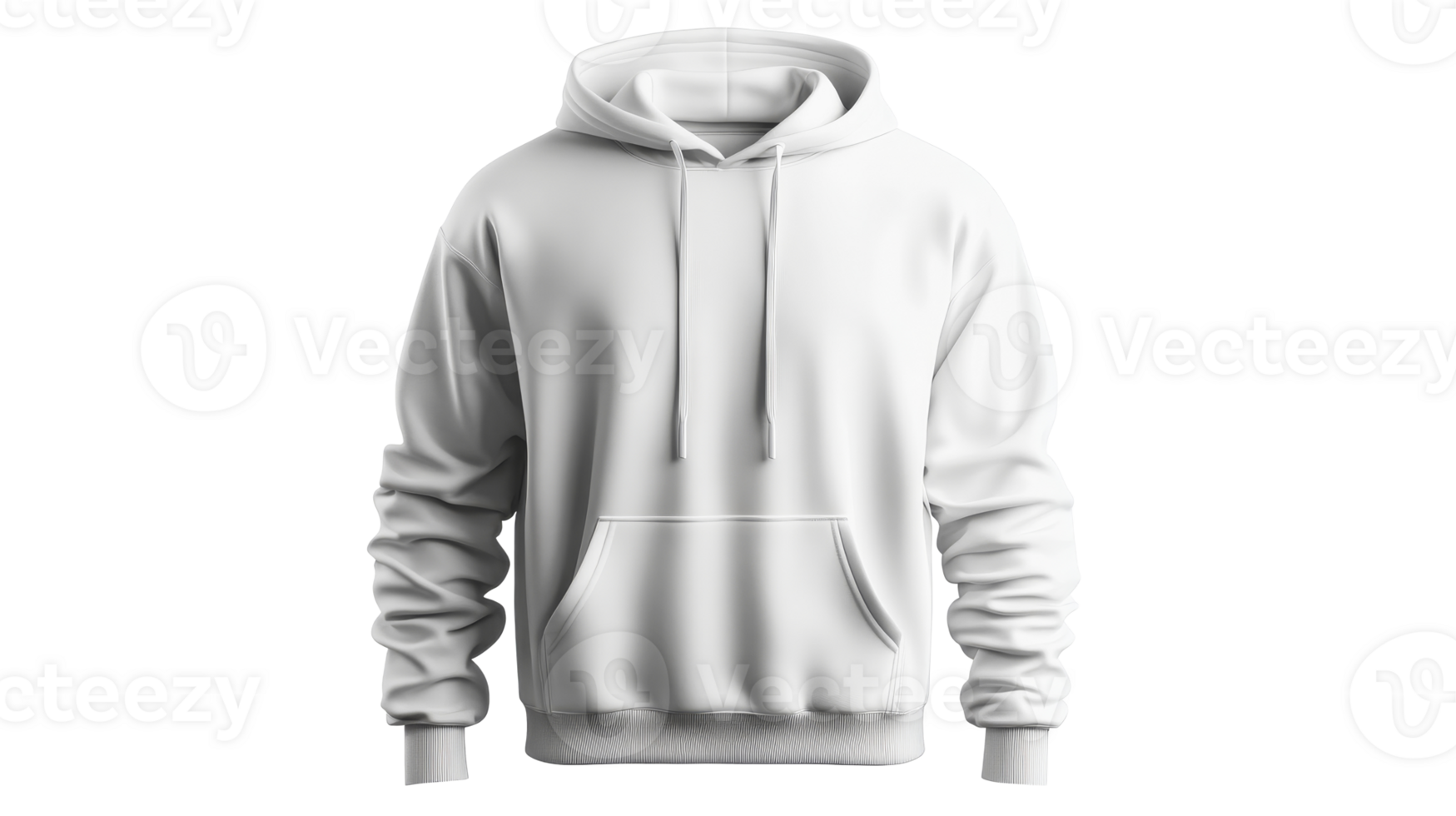 Front view white hoodie apparel design mockup, cut out transparent png