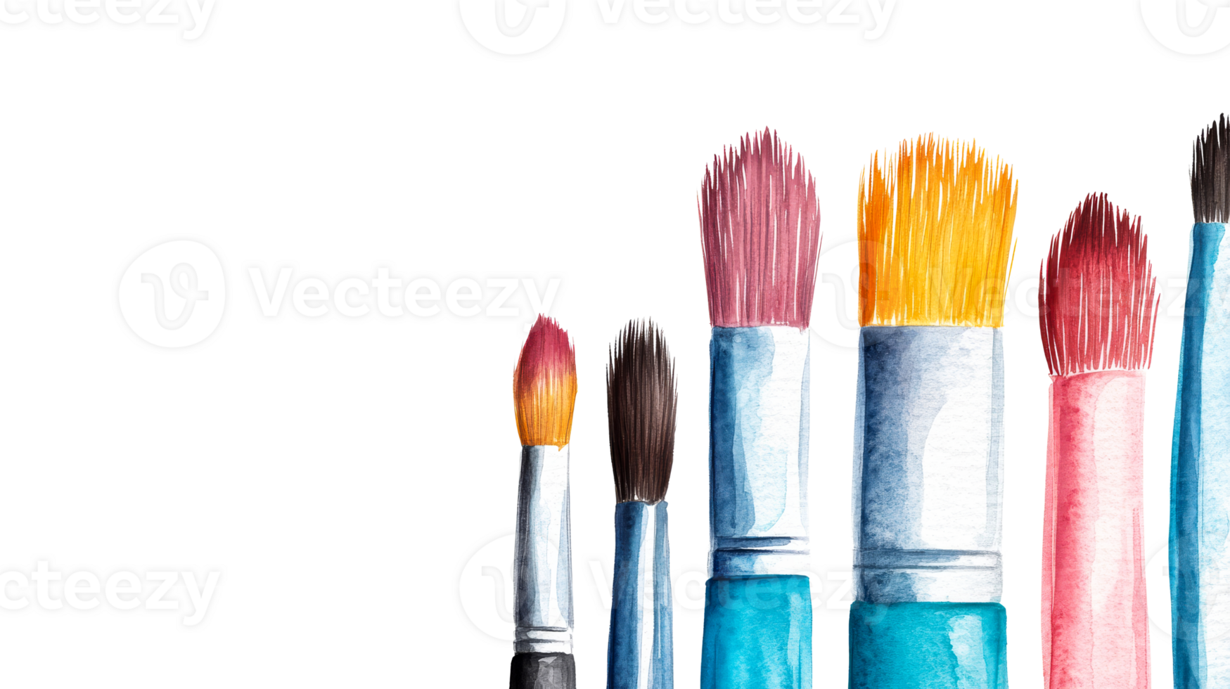 Watercolor art brushes illustration, artistic stationery, art and craft, cut out transparent png