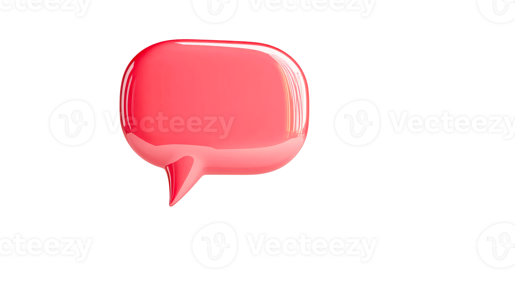 Glossy red speech bubble on black background, cut out transparent png