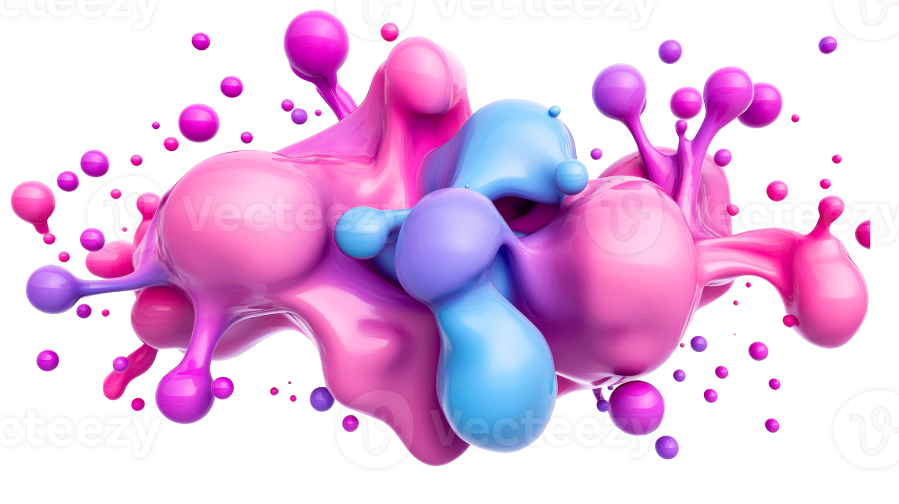 Splashing colors art, vibrant blobs and spheres, digital painting, cut out transparent png