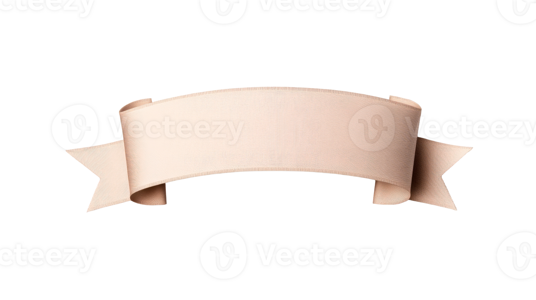 Beige ribbon banner scroll with textured design , cut out transparent png