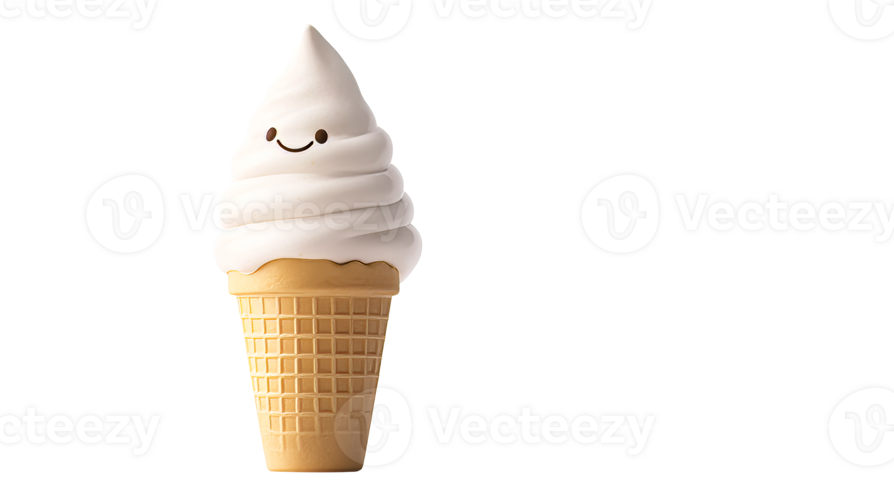 Ice cream cone with a smile, refreshing snack treat, cut out transparent png