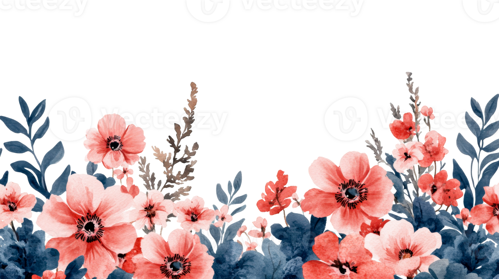 Floral composition, delicate salmon flowers, blue foliage, elegant, cut out transparent png
