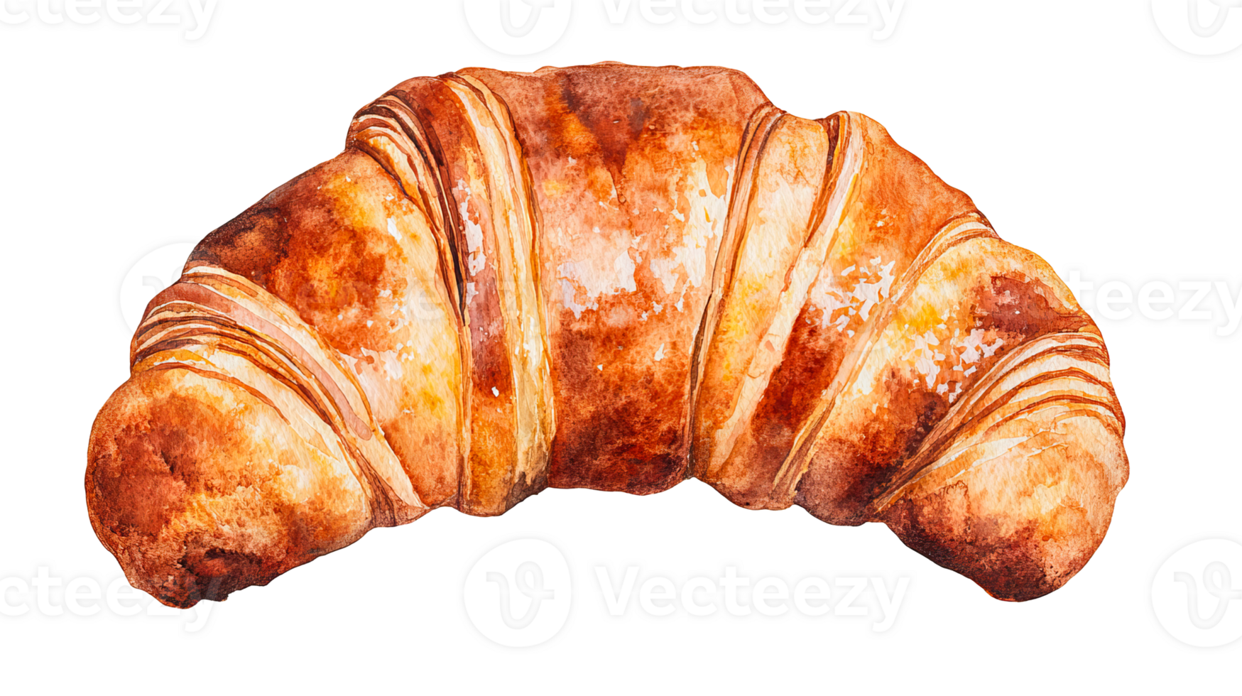 Watercolor croissant illustration, baked food, sweet pastry, cut out transparent png