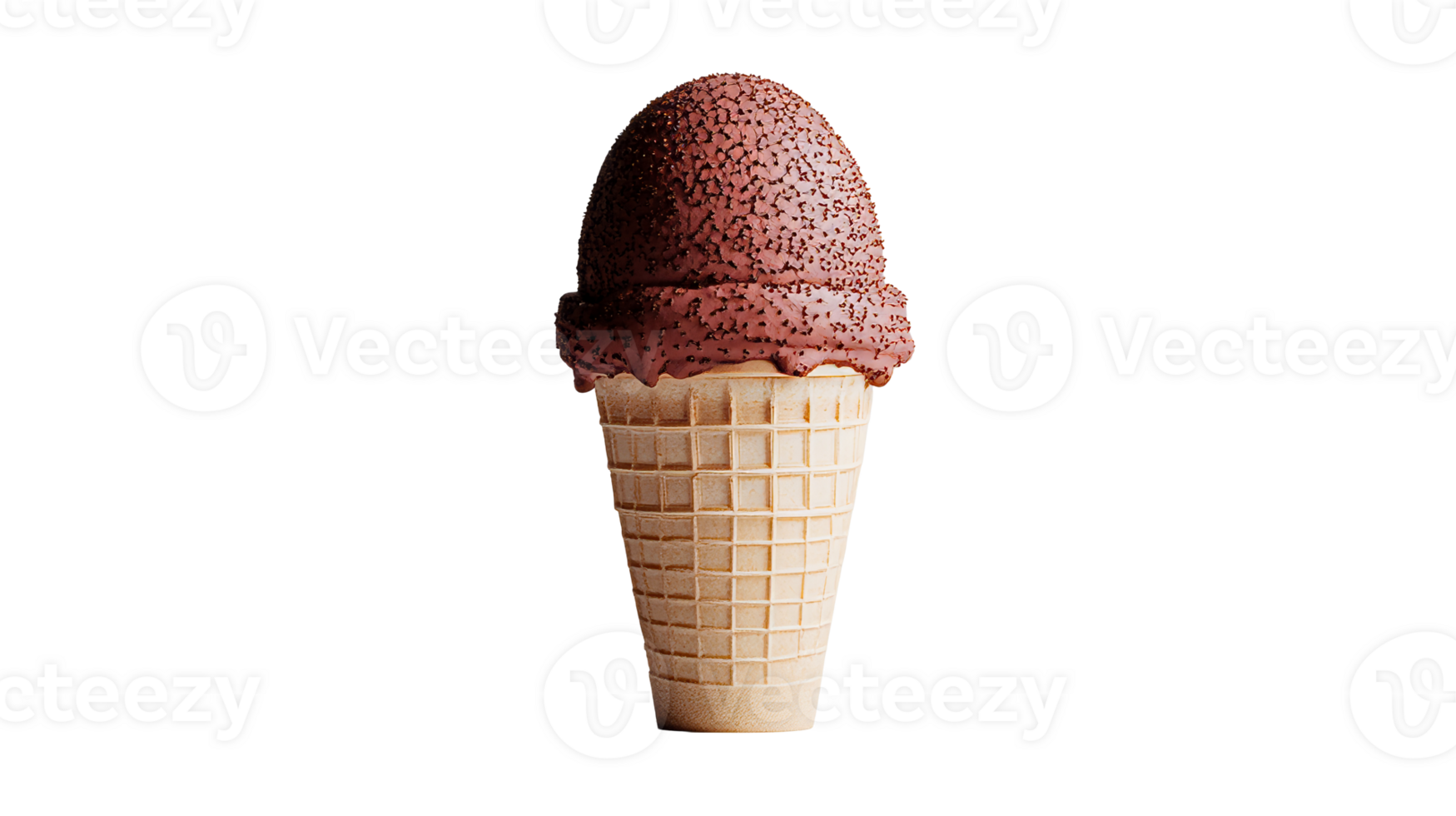 Chocolate ice cream cone, sprinkles, isolated, cut out transparent png