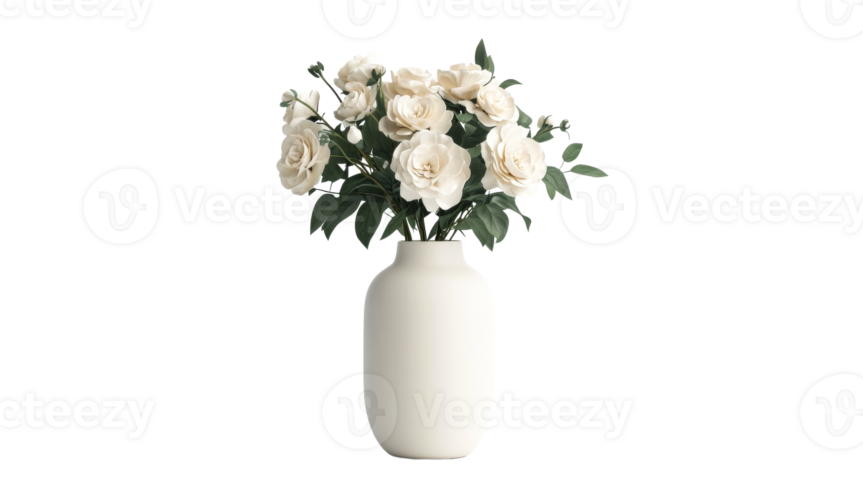 Elegant roses in vase, floral arrangement, decorative, cut out transparent png
