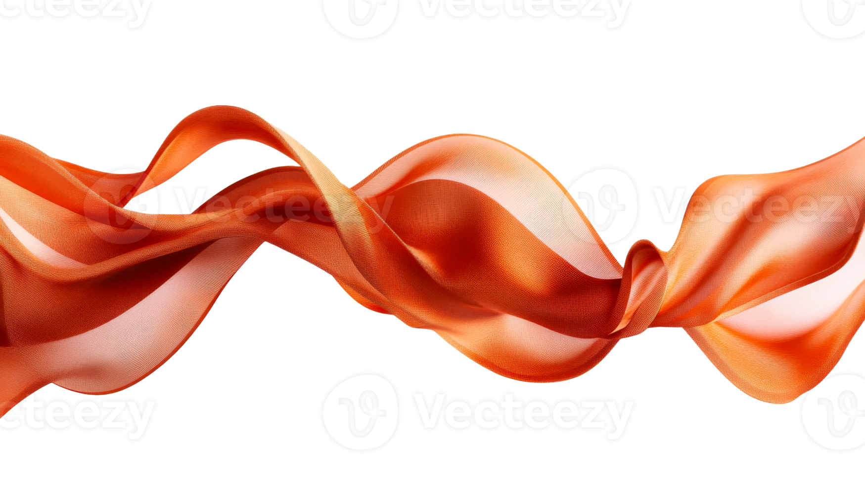 Elegant orange fabric flowing, soft textile design element, cut out transparent png