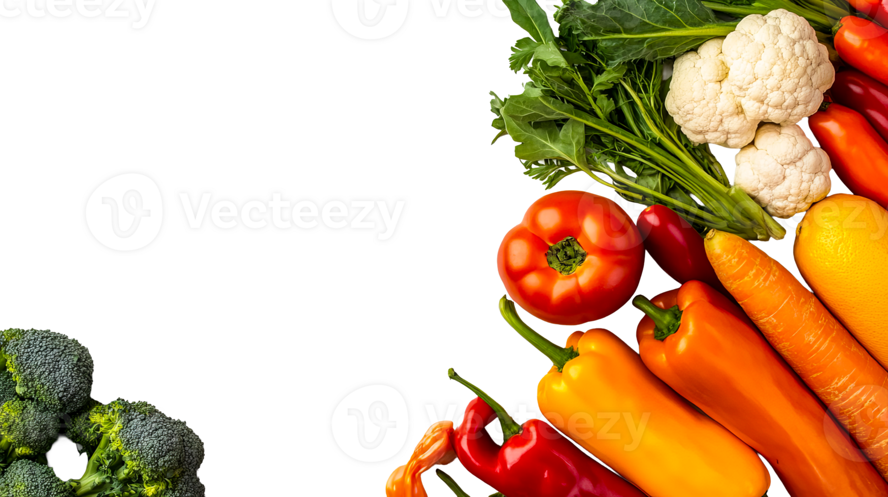 Fresh vegetables composition, black background, cut out transparent png