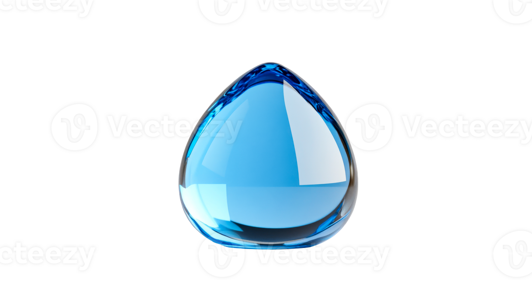 Elegant teardrop shaped glass sculpture, crystal clear, cut out transparent png
