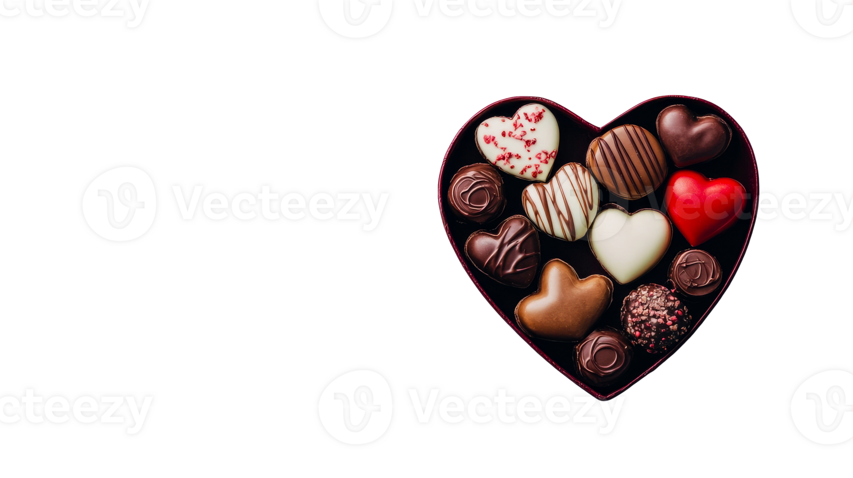 Heart chocolate box, Valentines Day chocolates, truffles candies, cut out transparent png