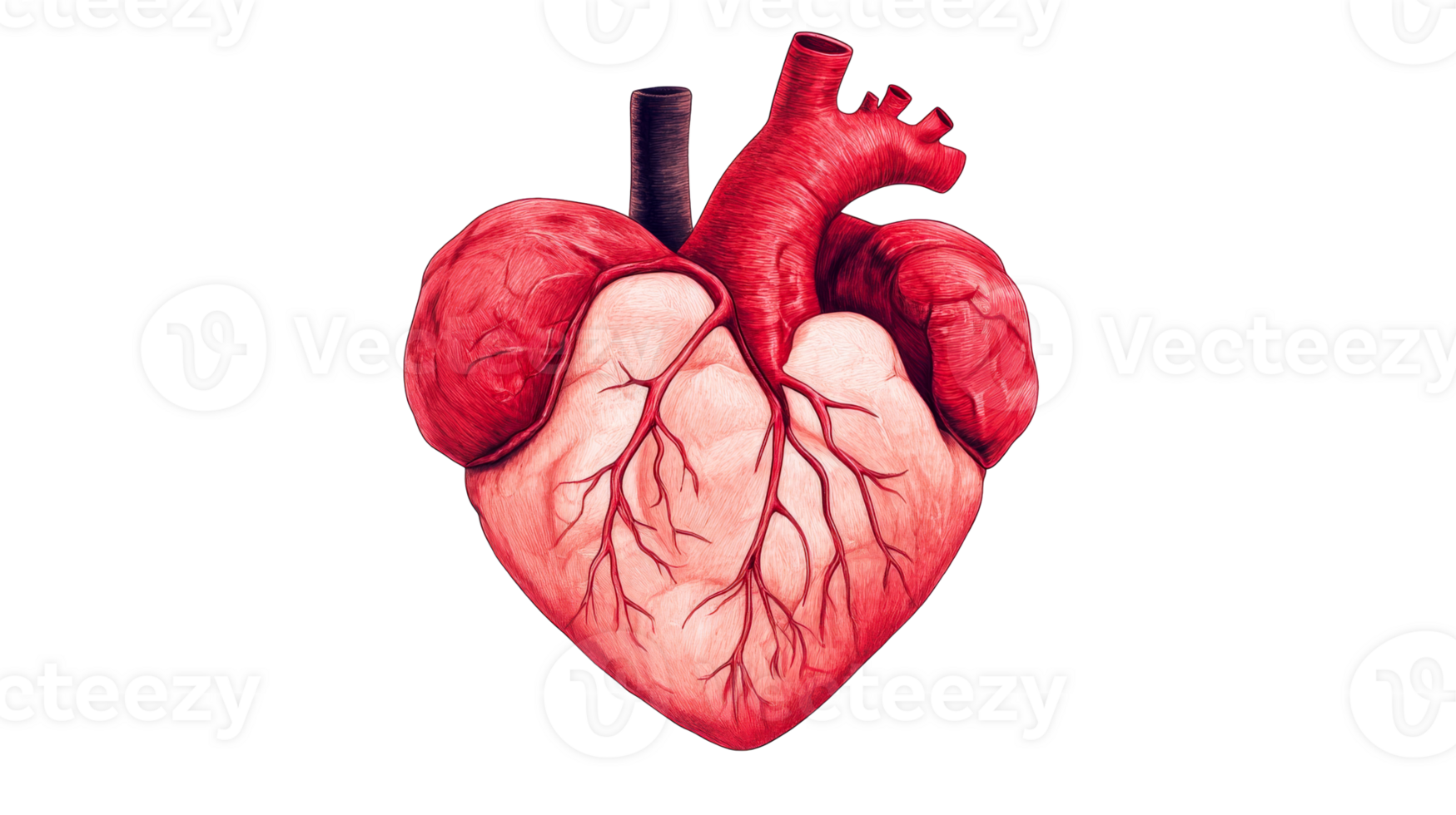 Anatomical heart illustration detailed medical drawing, cut out transparent png