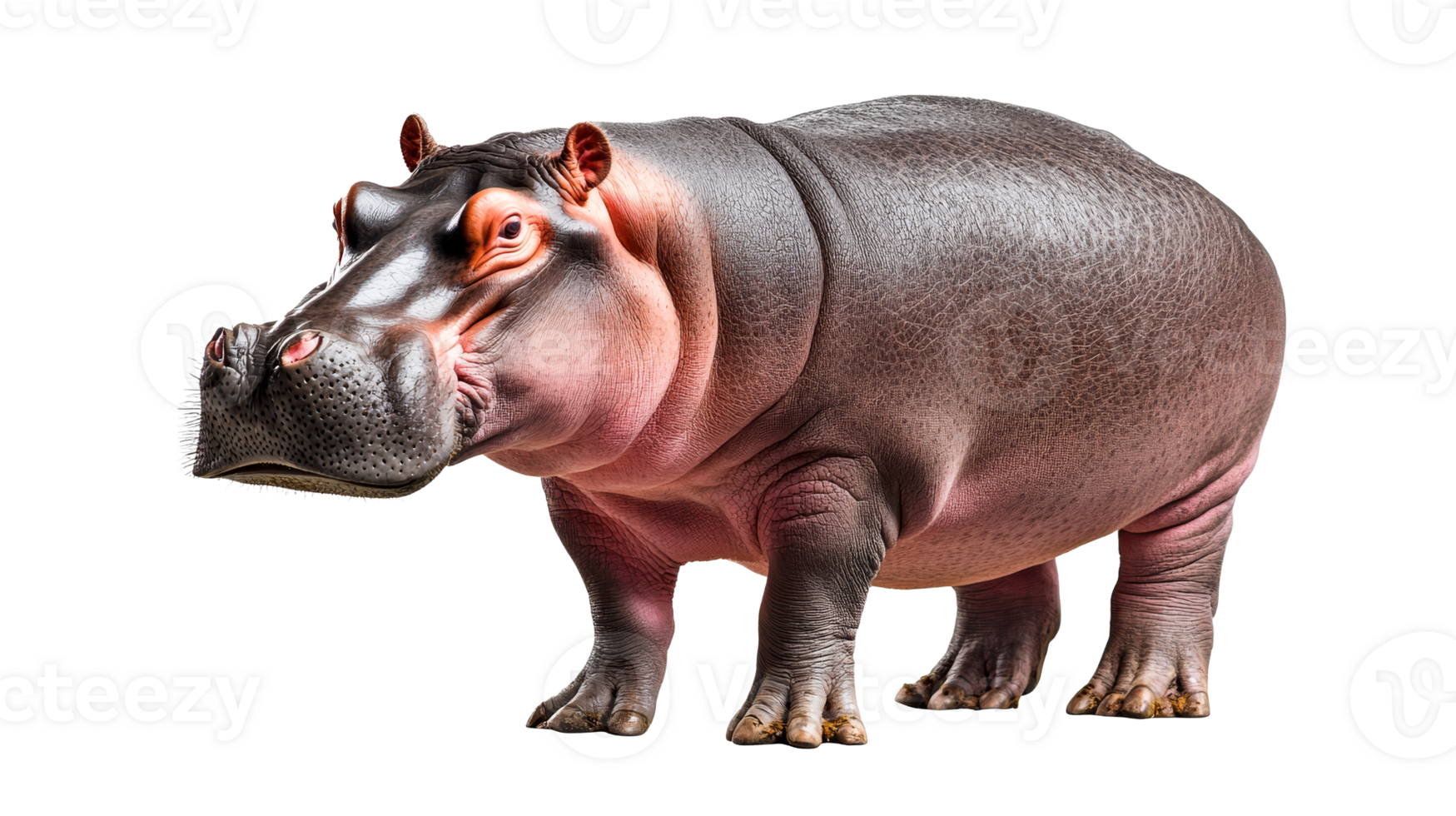 Majestic Hippo Standing Proudly, Wildlife Portrait, Isolated, Cut Out Transparent png