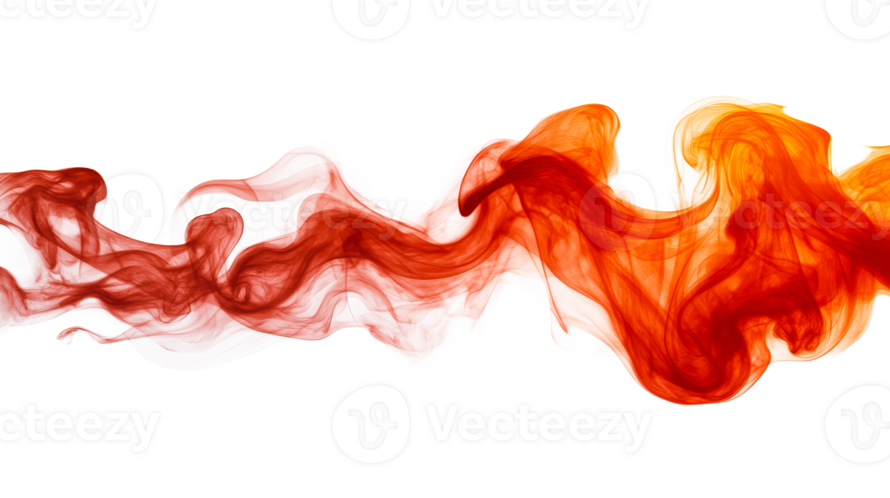 Abstract reddish smoke swirls on black backdrop, cut out transparent png