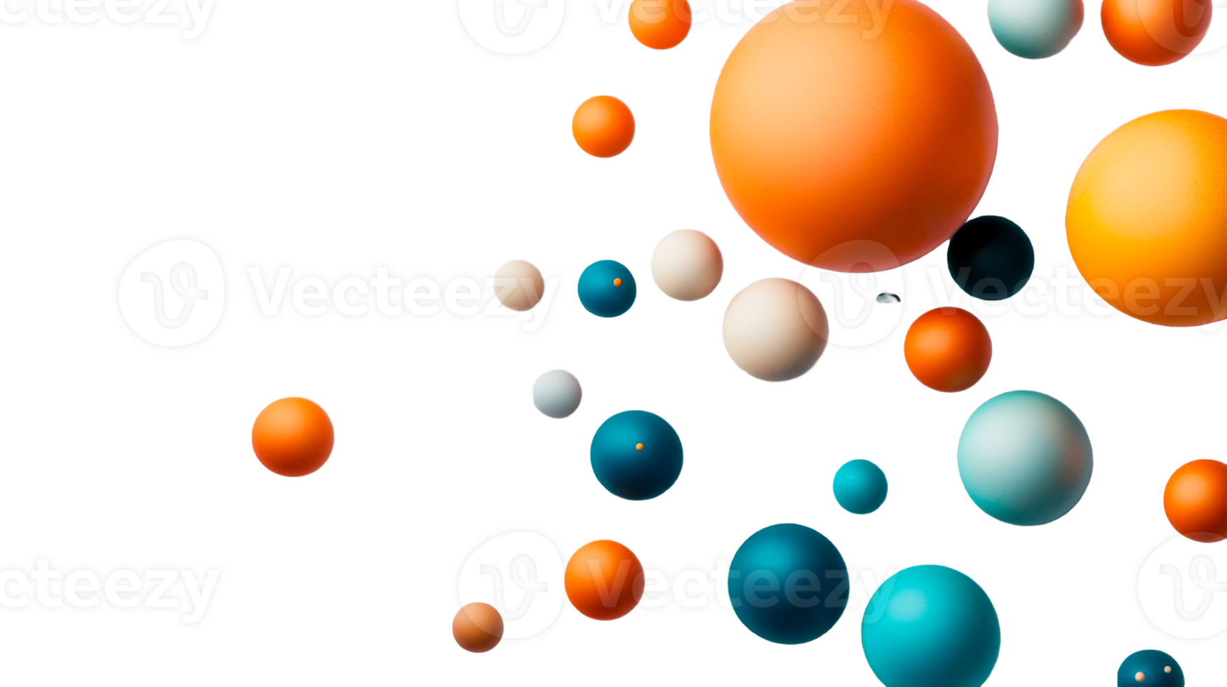 Geometric spheres colorful variety floating pattern, cut out transparent png