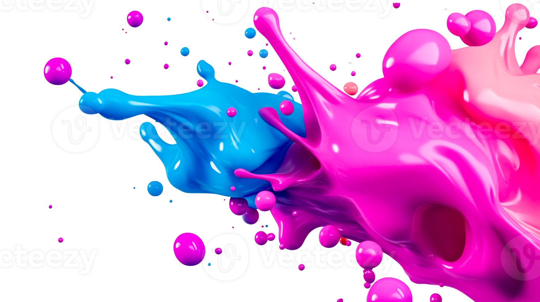 Paint splash, blue, pink, liquid explosion, color burst, drops, dynamic, cut out transparent png