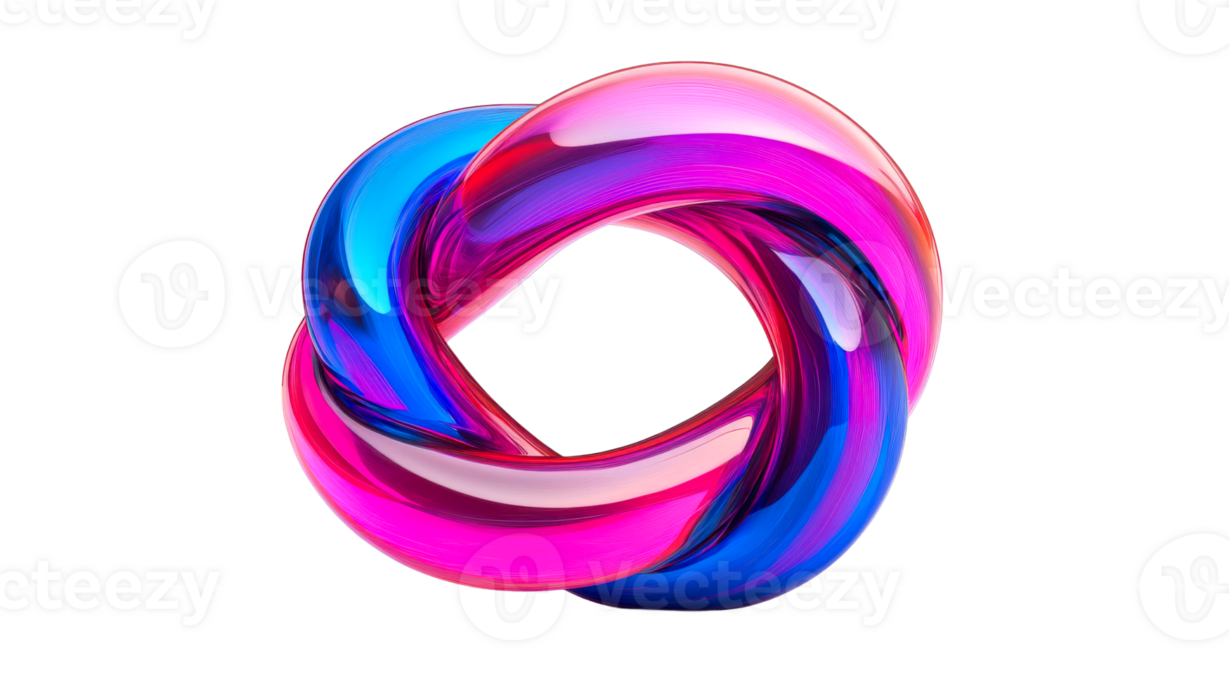Colorful torus knot, 3D render art object, design element, cut out transparent png