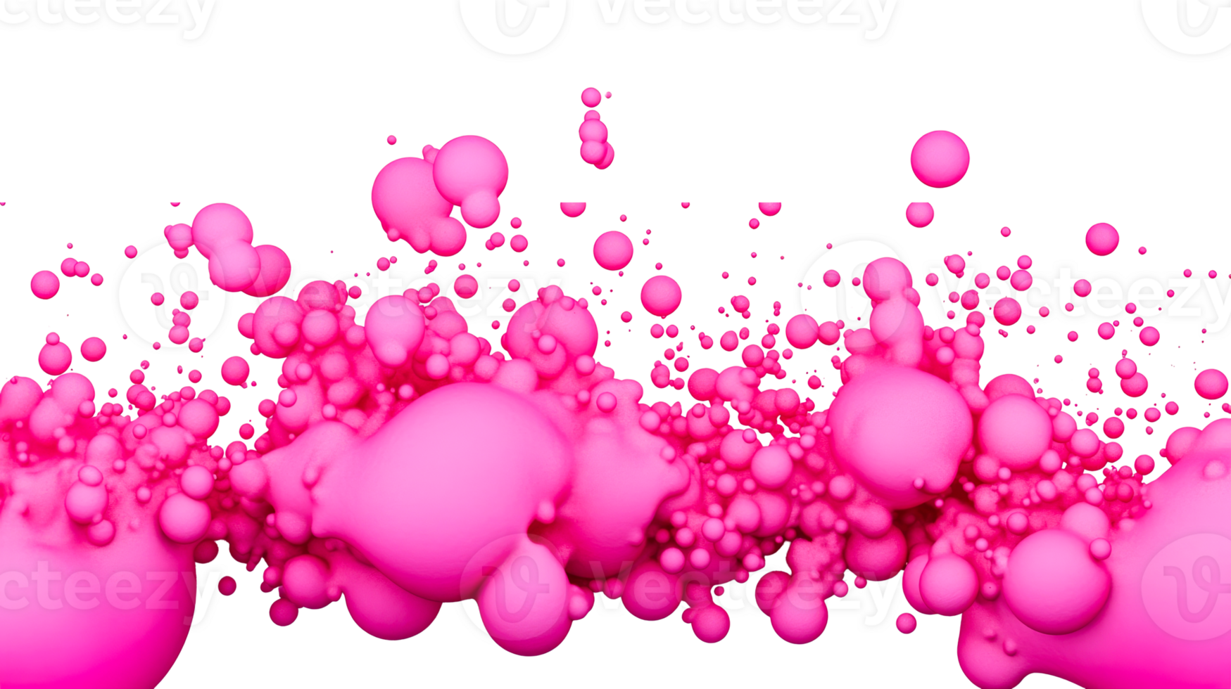 Cluster of Pink Bubbles Floating in Space, cut out transparent png