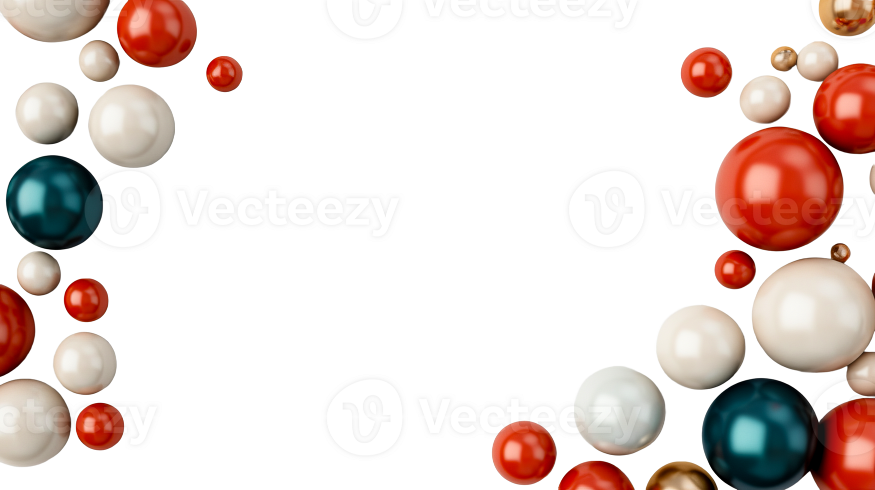 Frame of Red, Blue, Golden, White Balls, cut out transparent png
