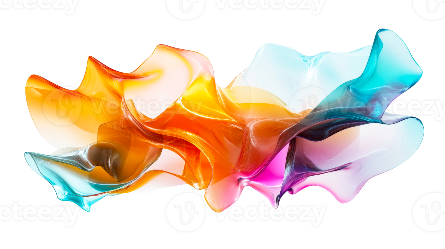 Abstract colorful fluid, smooth gradient art, vibrant artwork, cut out transparent png