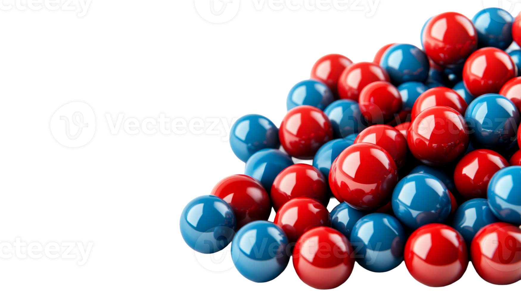 Balls red and blue, sphere pile, heap of marbles, cut out transparent png