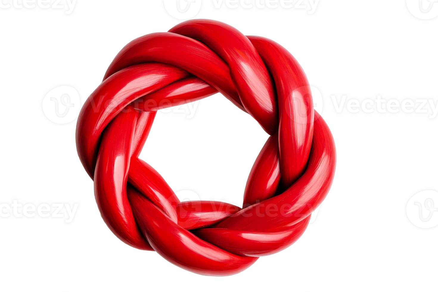 Twisted Red Rope Torus Knot, Smooth Surface, Abstract Ring, cut out transparent png