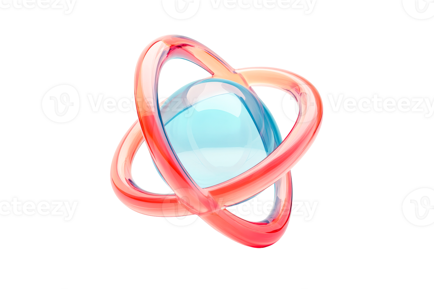 Glass atom with two orbits, technology connection, cut out transparent png