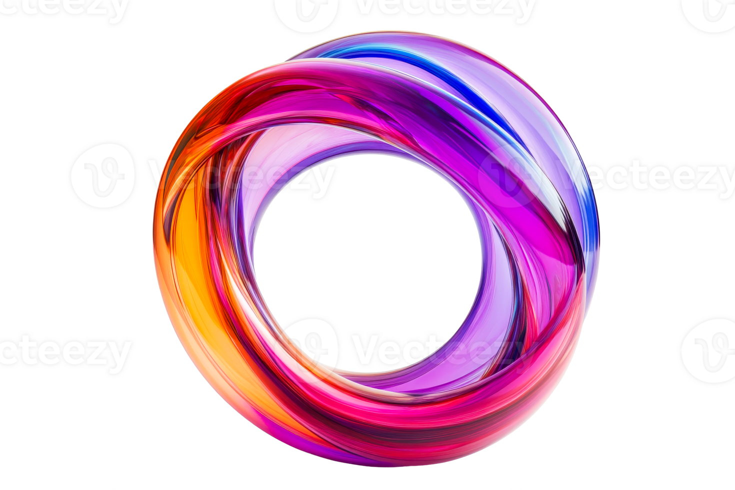 Twisted glossy loop, vibrant colors, abstract design element, cut out transparent png