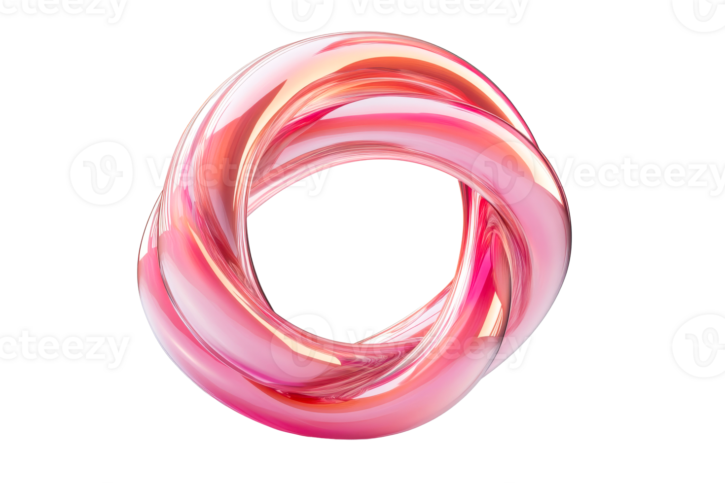 Shiny pink swirl abstract shape, 3D rendering element, cut out transparent png