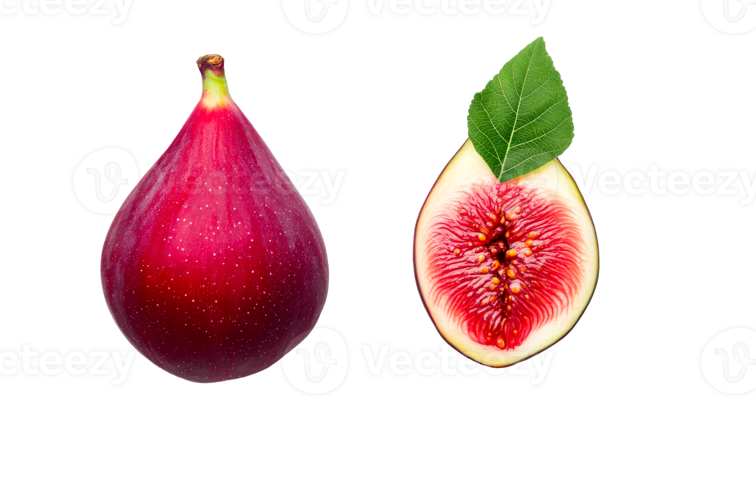 Red fig fruit halves studio shot detail texture, cut out transparent png