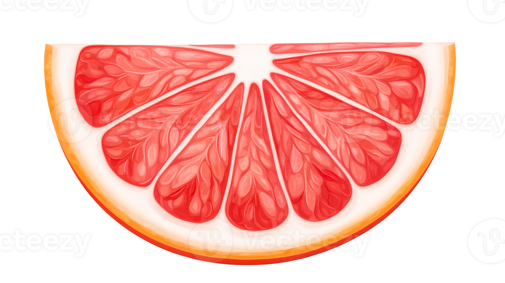 Half of a grapefruit section shows the detail of fruit , cut out transparent png